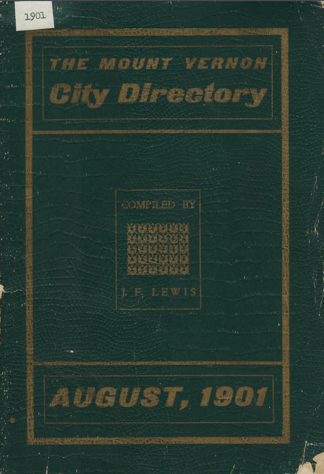 photo of the cover page for the 1901 Mount Vernon City Directory