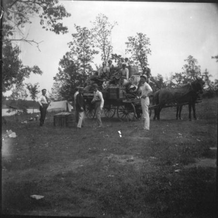 photo of Unidentified Men and Women with a Horse and Wagon