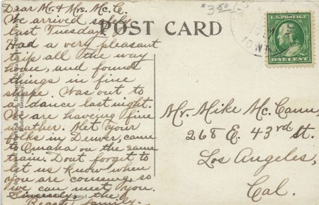 Photo of back of King Chapel Postcard