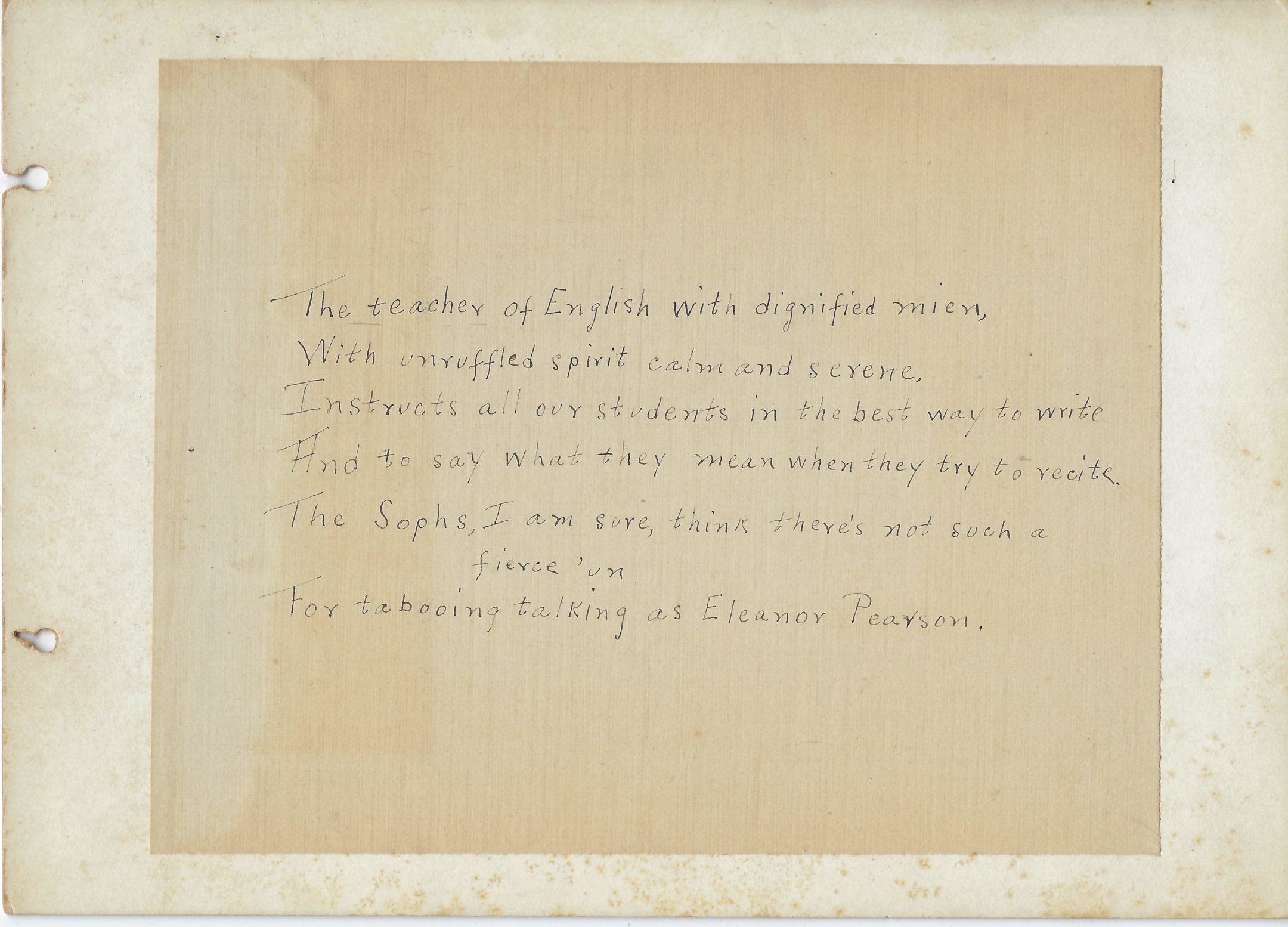 Photo of Poem to Eleanor Pearson, Mount Vernon High School