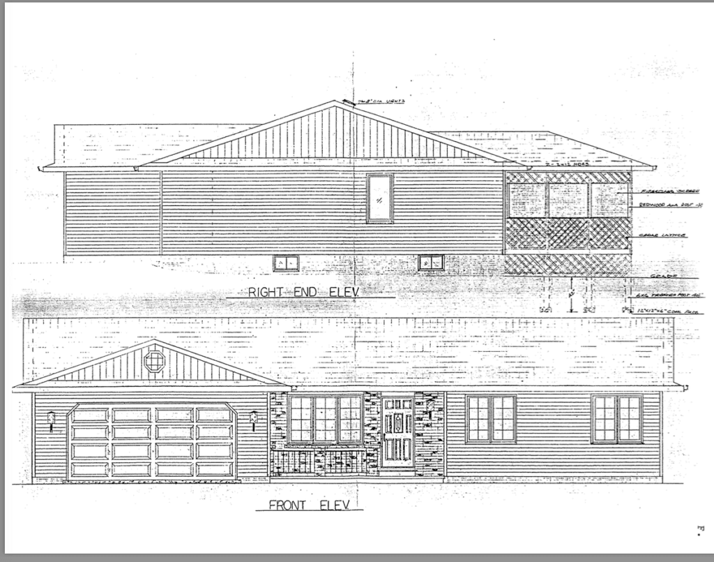 Photo of sketch of front view of the house