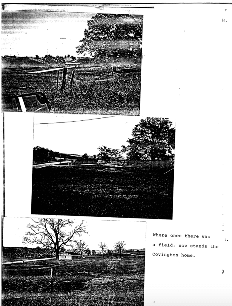 Photos of the Covington land before and after a house was built
