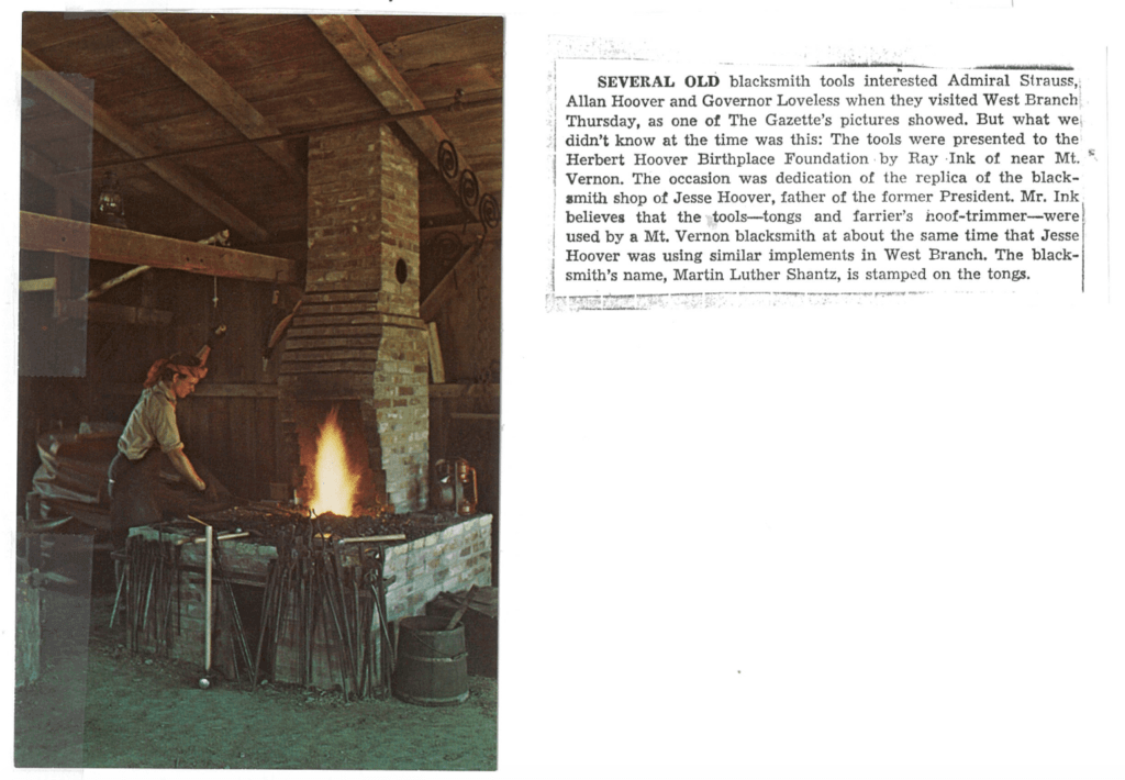 Photo of a replica of a blacksmiths shop