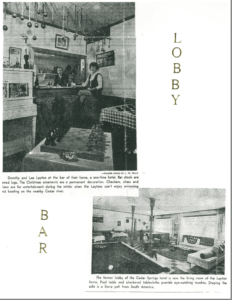 Photos of the interior lobby of the Cedar Springs Hotel