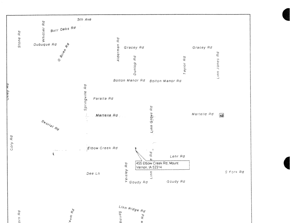 Map of rural Mount Vernon