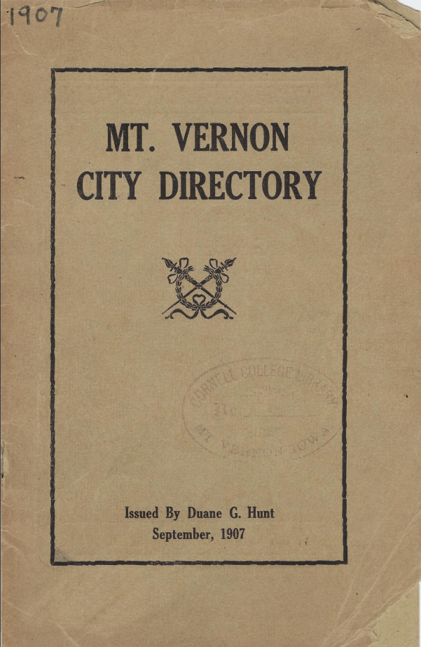 photo of the 1907 City Directory Cover Page