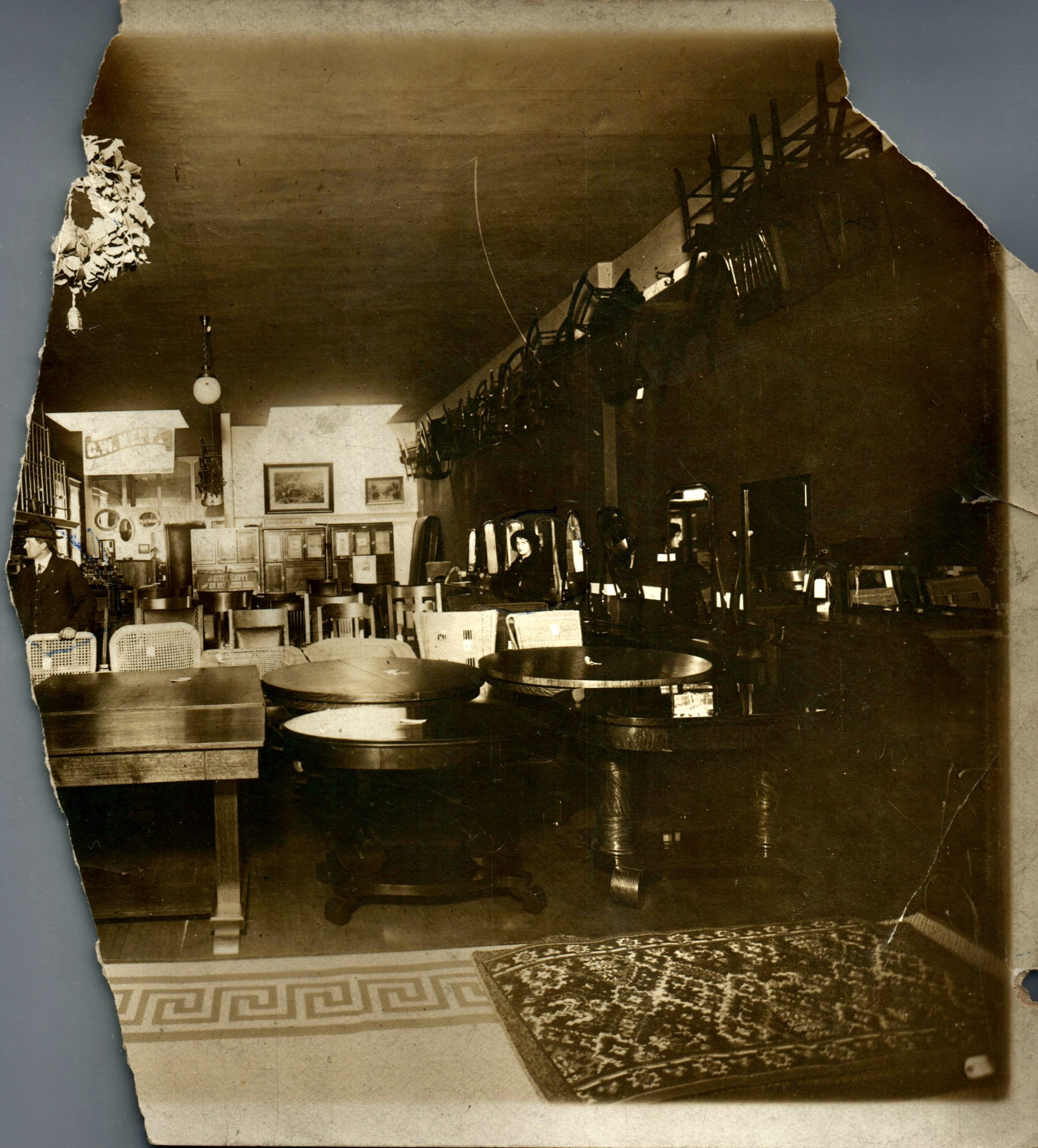 Photo of the inside of Neff Furniture Store, circa 1909