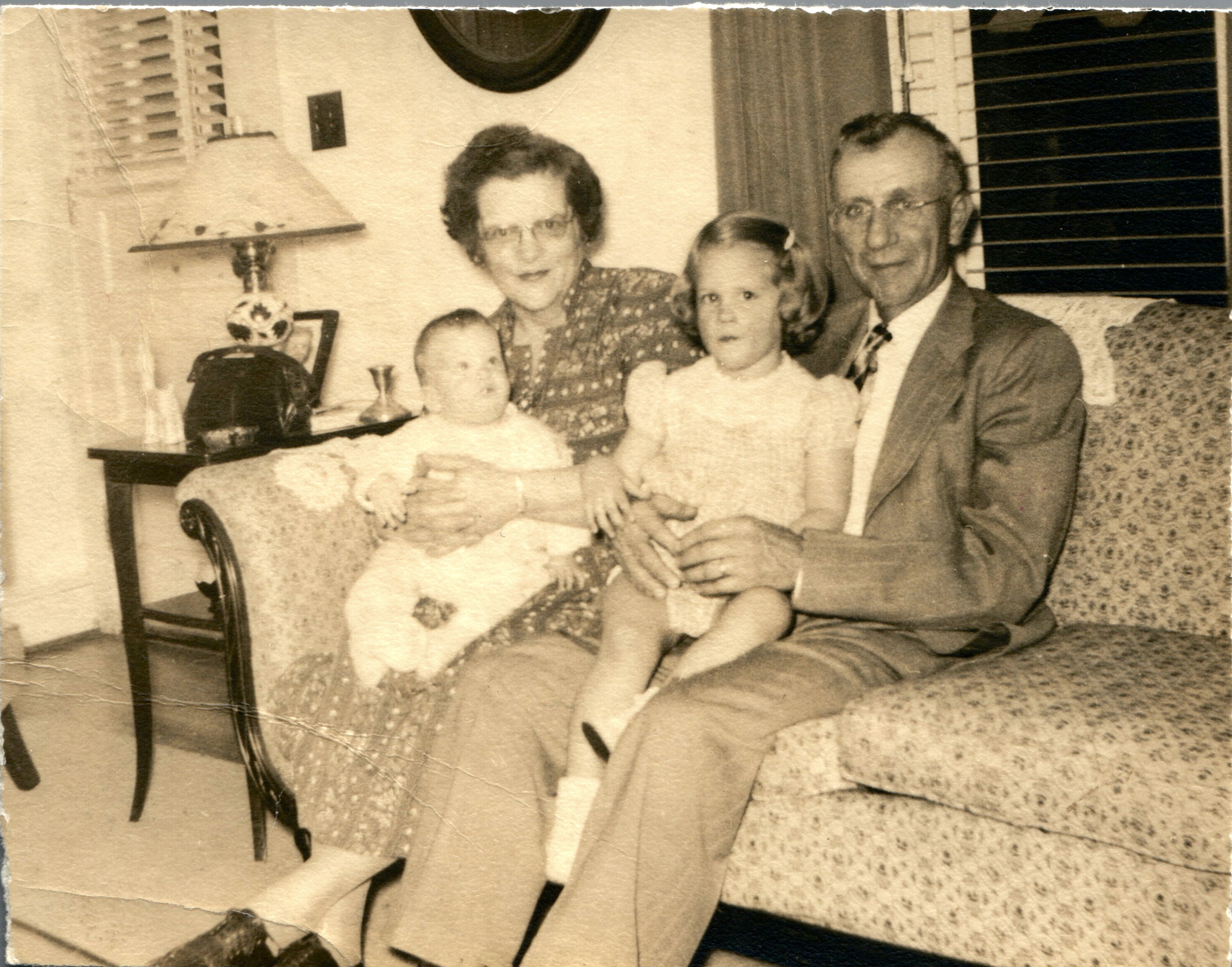 Photo of 1951: Dorothy and Roy Johnson with Grandaughters Cathy and Lynne