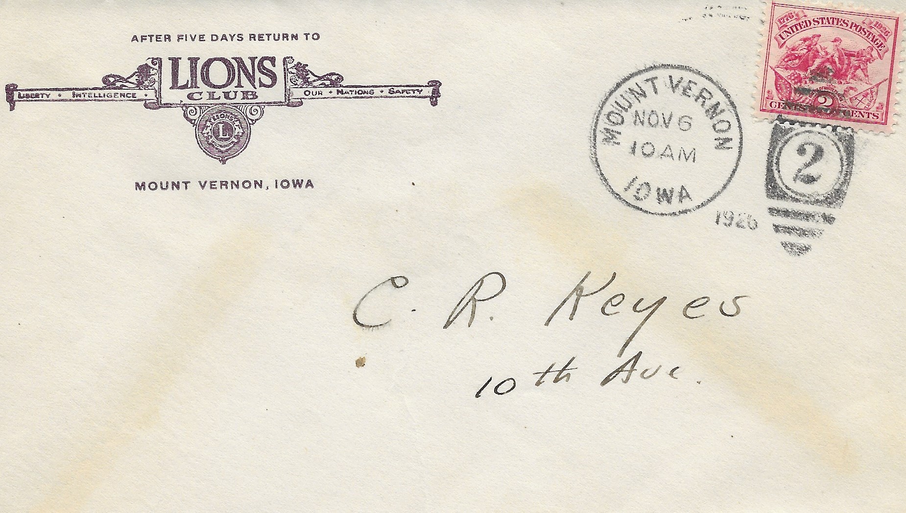 Photo of envelope addressed to C.R. Keyes