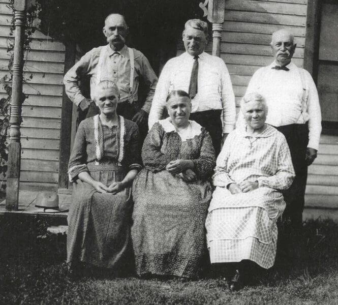 Photo of 3 Crofter brothers with their wives