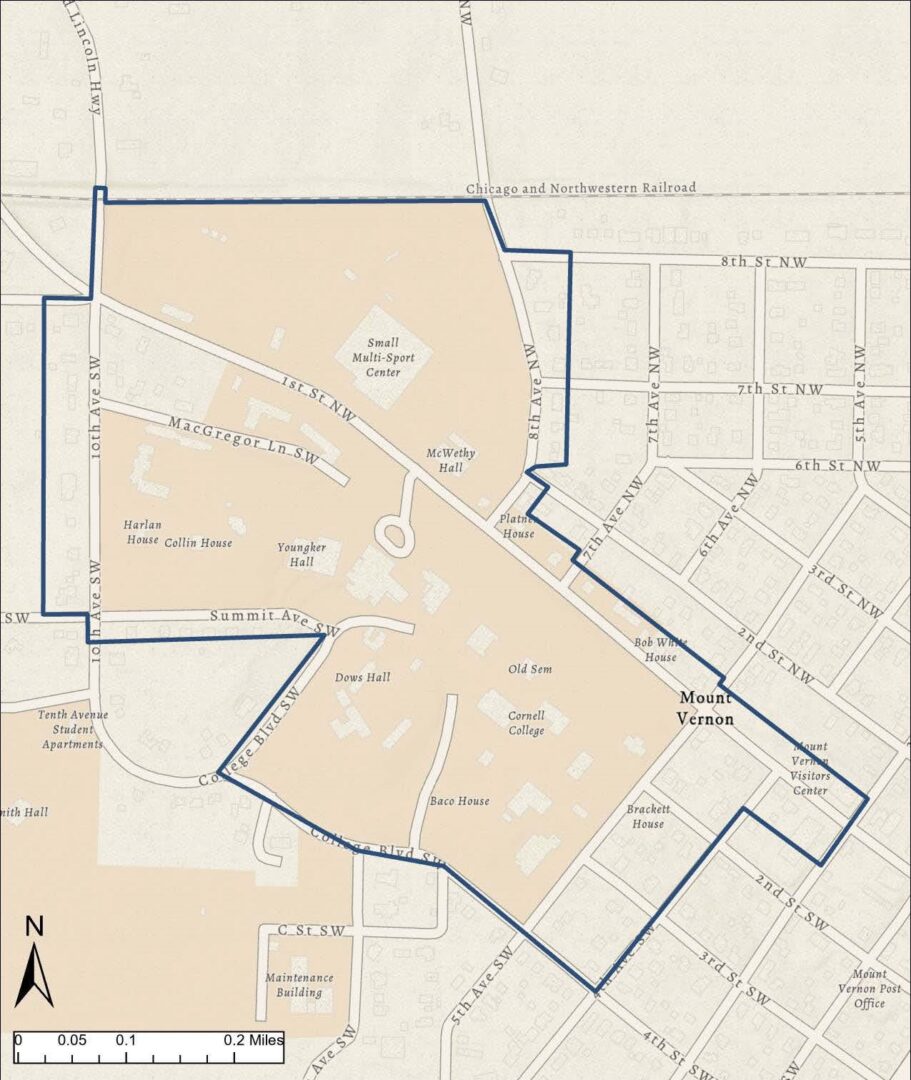 plat map of Cornell College Historic District