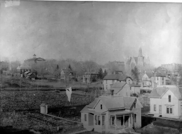 Black and white photo of Ash Park, facing south ca. 1898