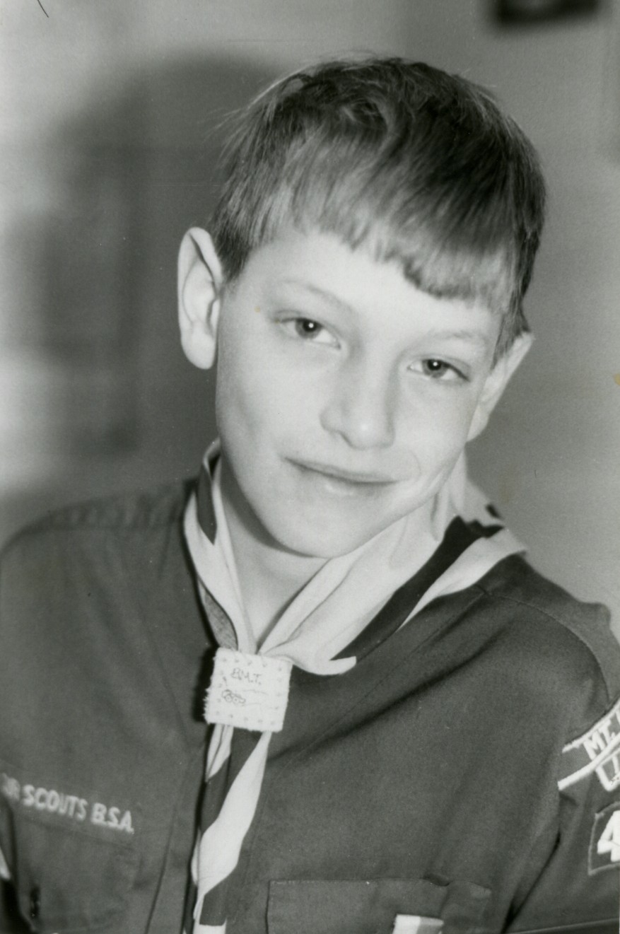 Photo of Brian Traver wearing his scout uniform.